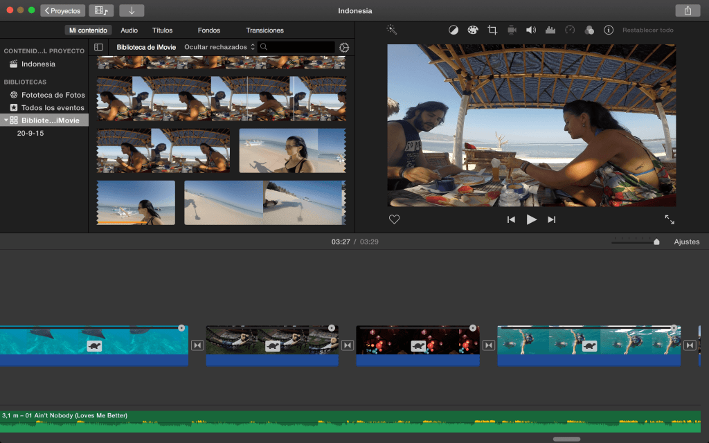 Captura de pantalla iMovie Captura de pantalla editando con iMovie