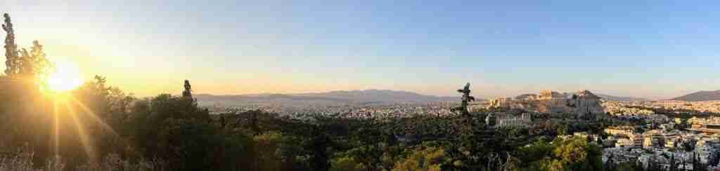 atenas puesta de sol
